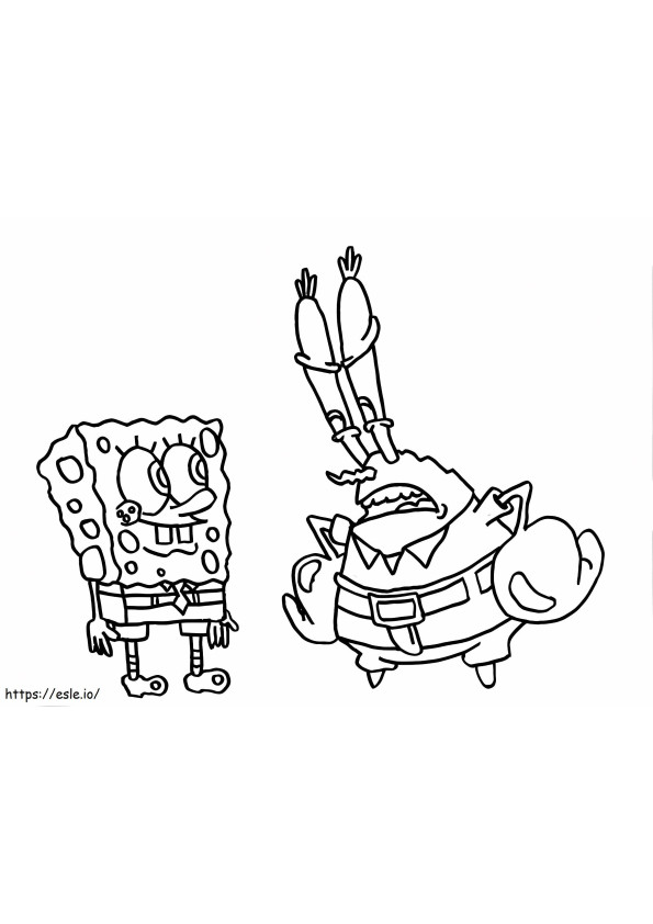 Mr. Krabs Is Disappointed With SpongeBob coloring page