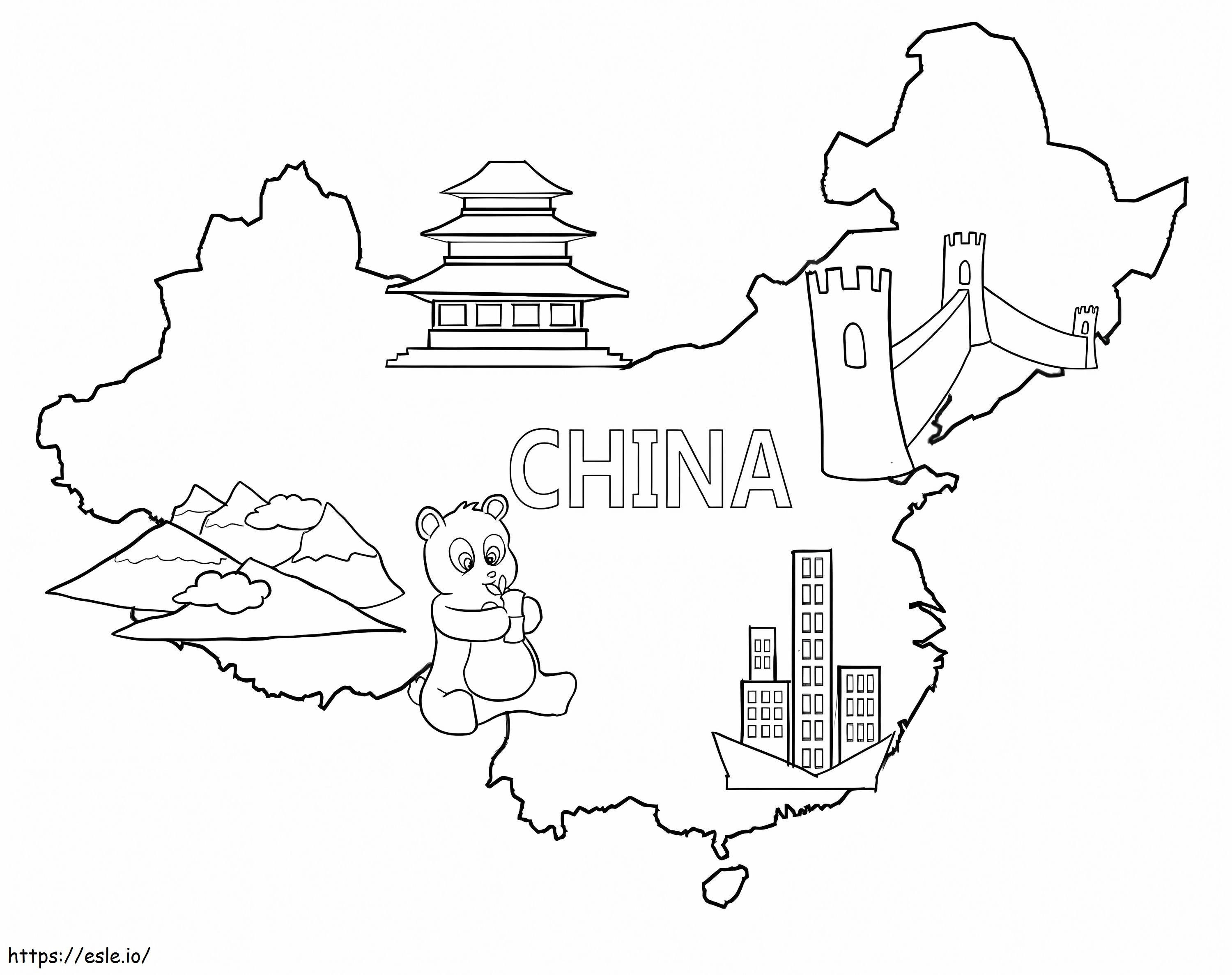 Harta Chinei 5 de colorat