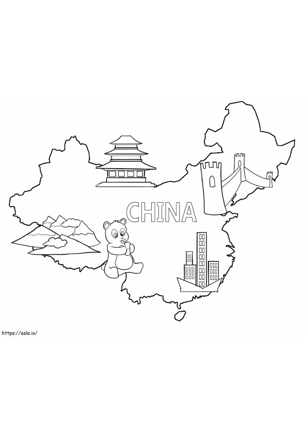Coloriage Carte de la Chine 5 à imprimer dessin