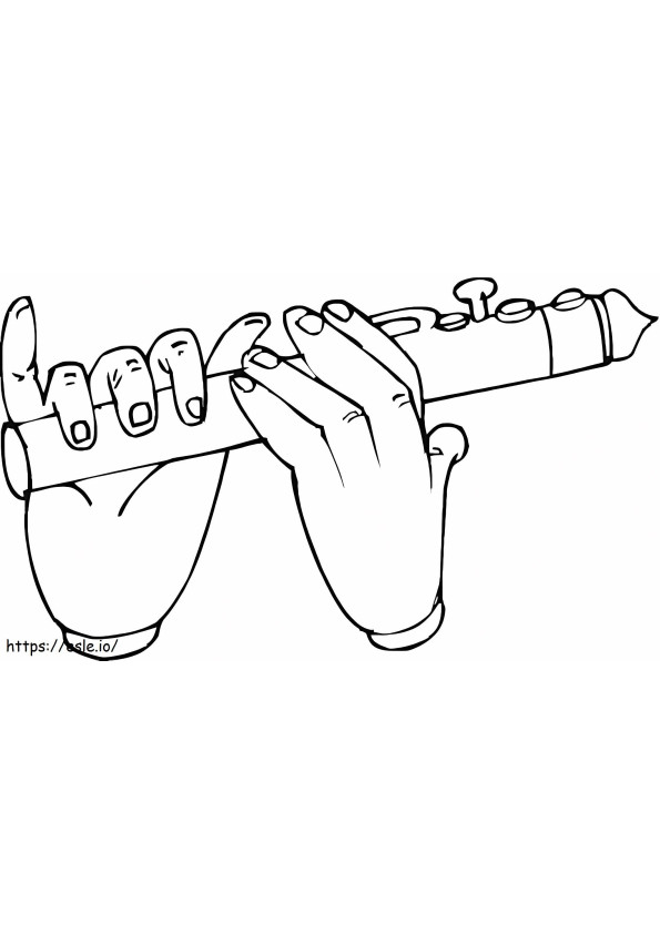 Flauta com duas mãos para colorir