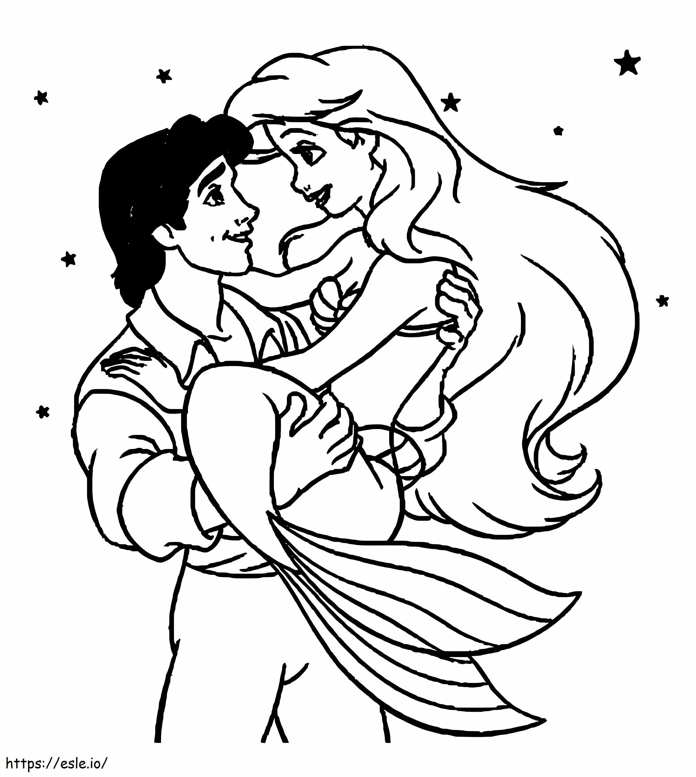 Zeichnen von Meerjungfrau Ariel in den Armen von Eric ausmalbilder
