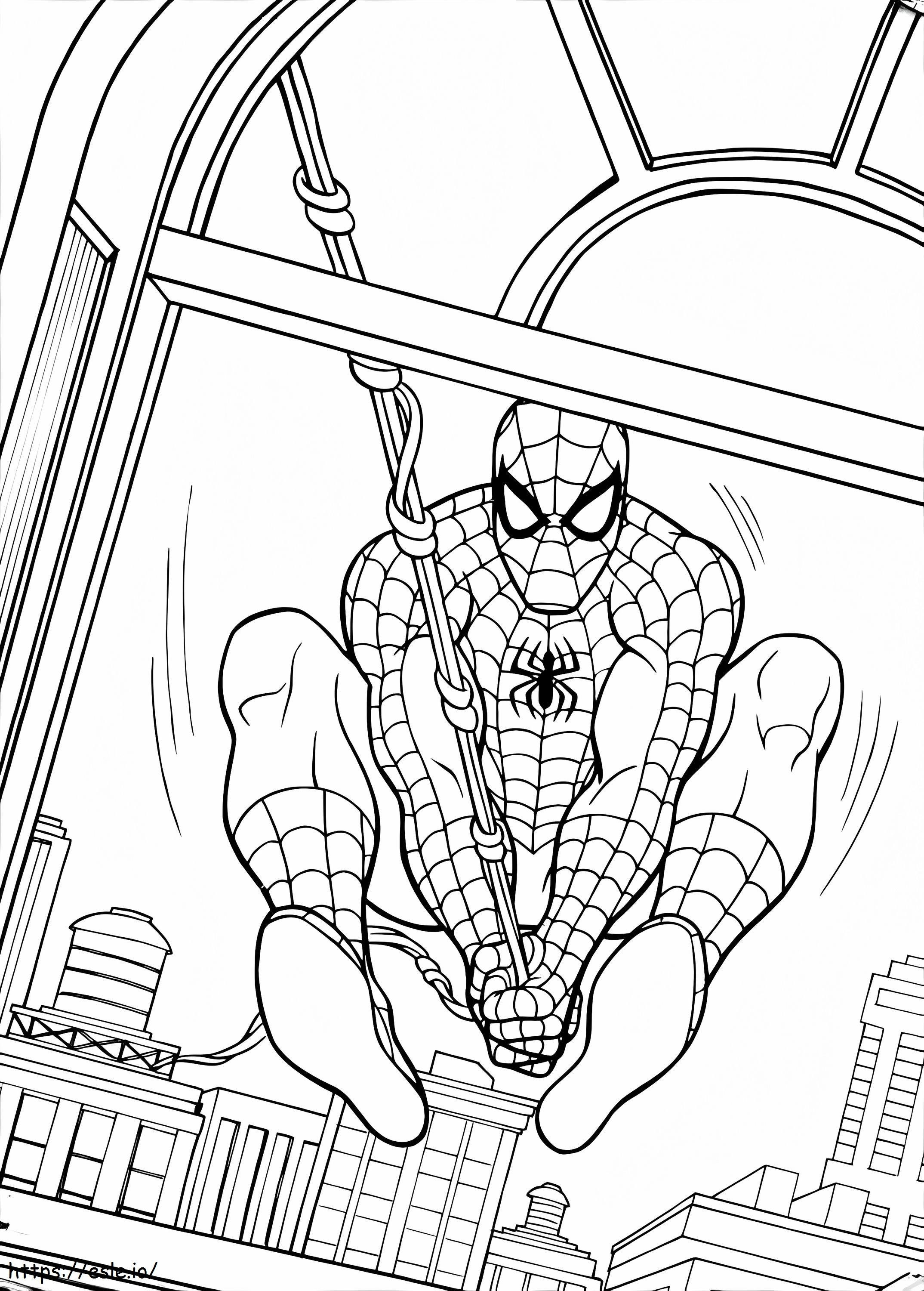 Spider Man In The City coloring page