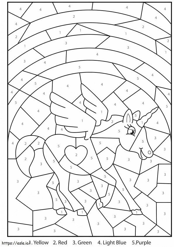Cute Unicorn Color By Number coloring page