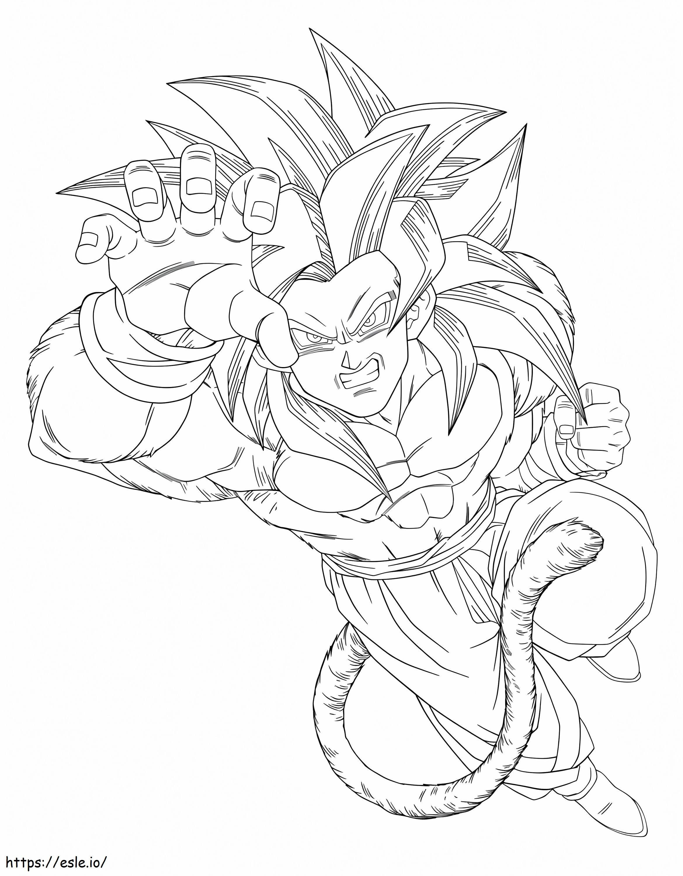 Coloriage Son Goku Super Saiyan 4 à imprimer dessin