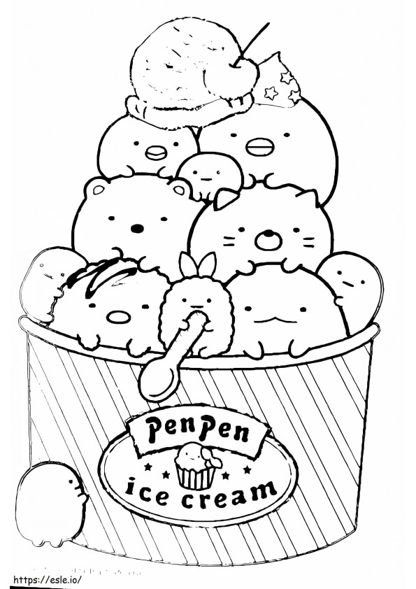 Ice Cream Sumikko Gurashi coloring page