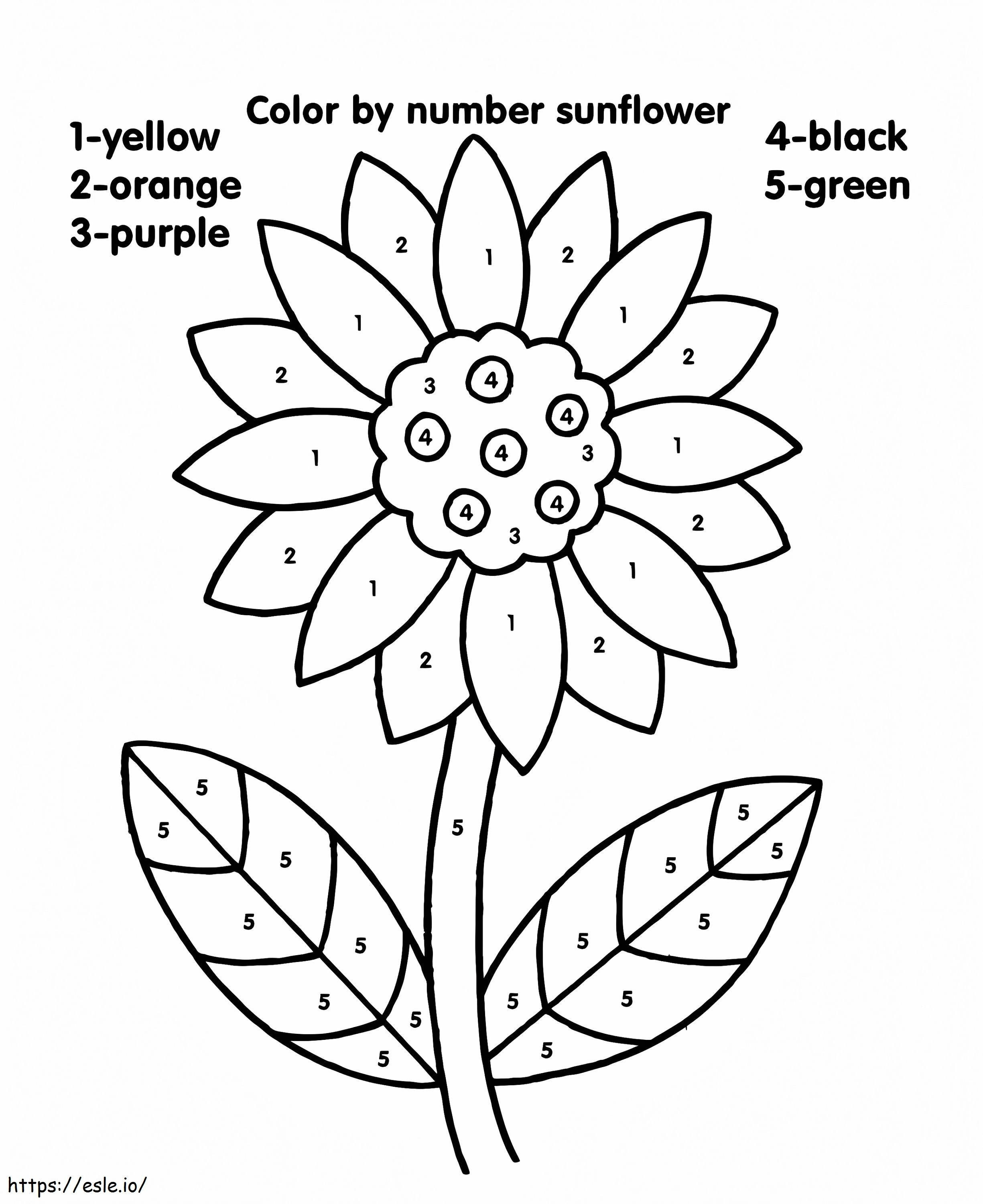 Sonnenblumenfarbe nach Zahlen ausmalbilder