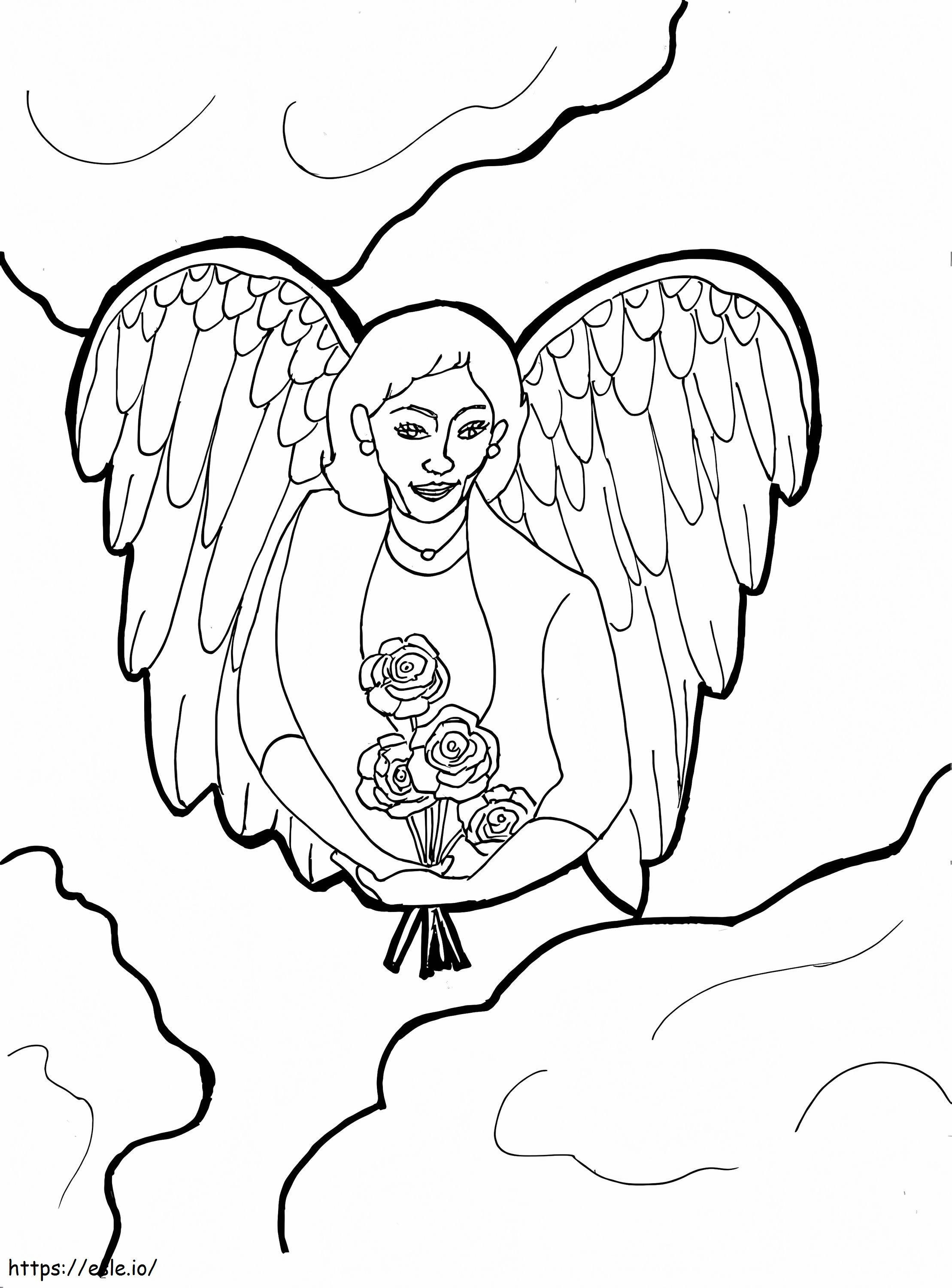 Angel With Flowers coloring page