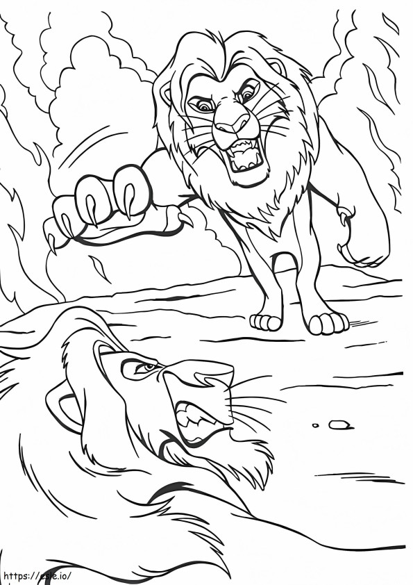 Simba Fight coloring page