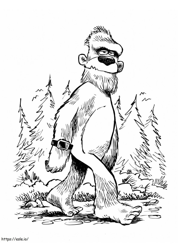 Funny Bigfoot coloring page
