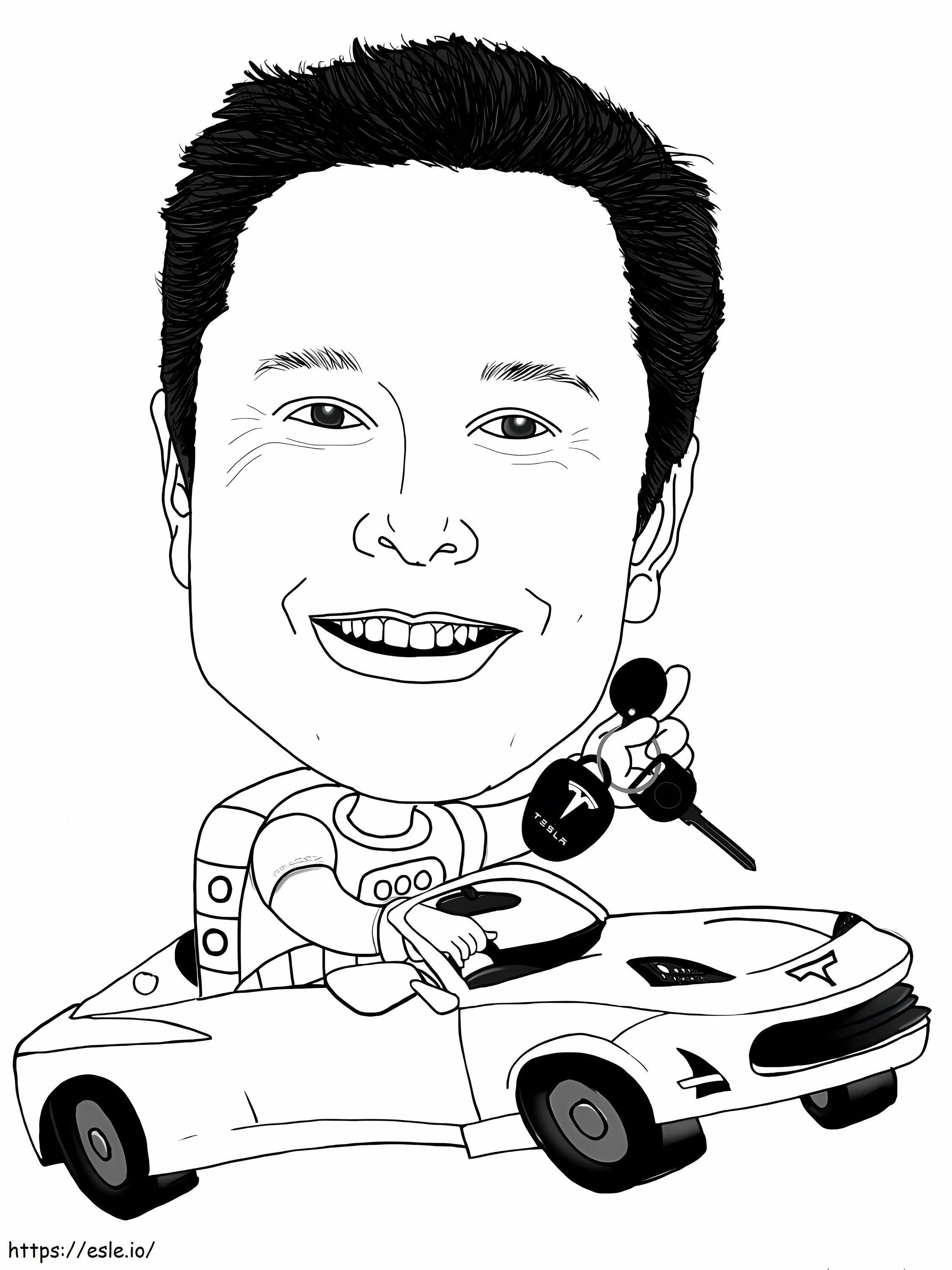 Coloriage Musc drôle d'Elon à imprimer dessin