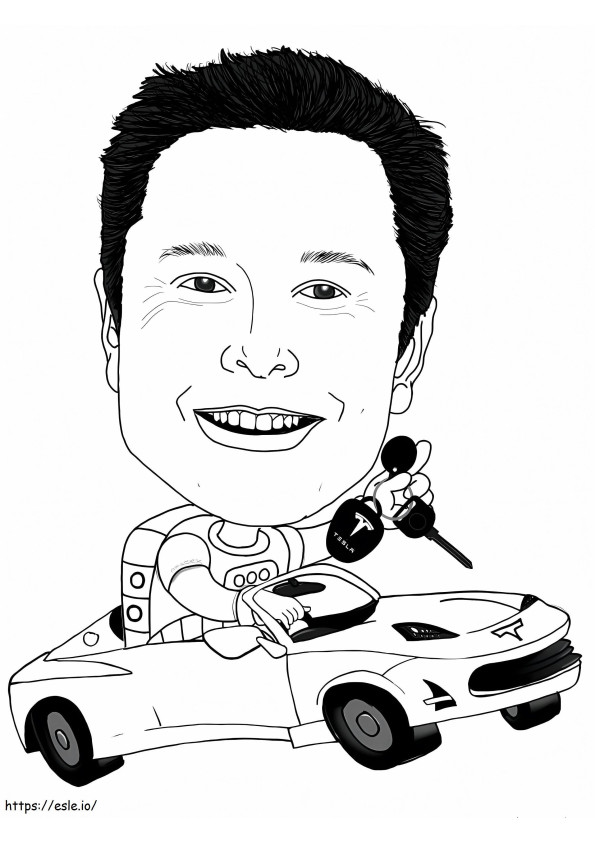 Grappige Elon Musk kleurplaat