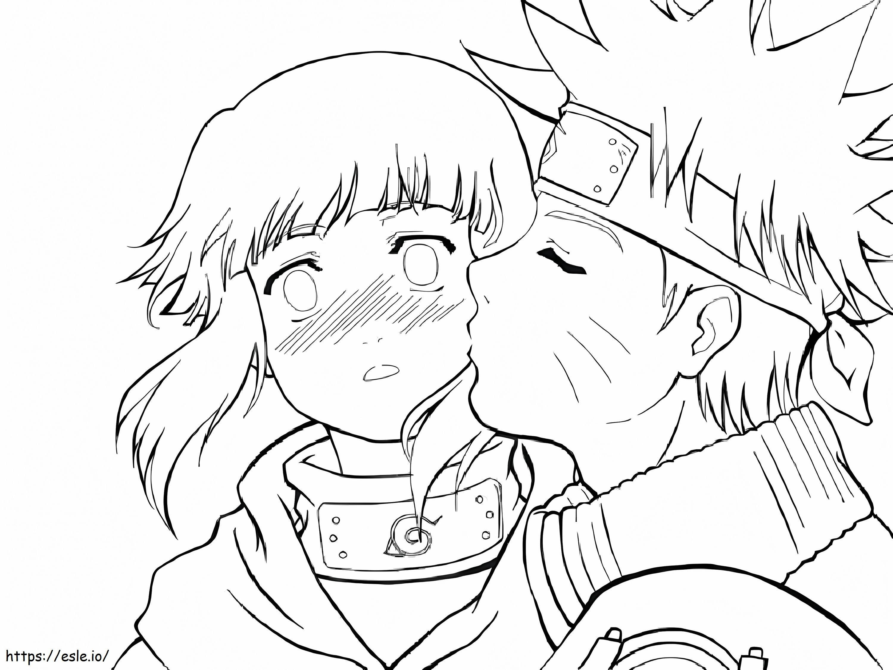 Naruto suutelee Hinataa värityskuva