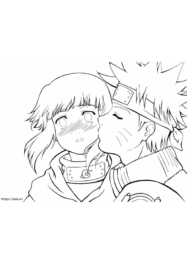 Naruto bacia Hinata da colorare