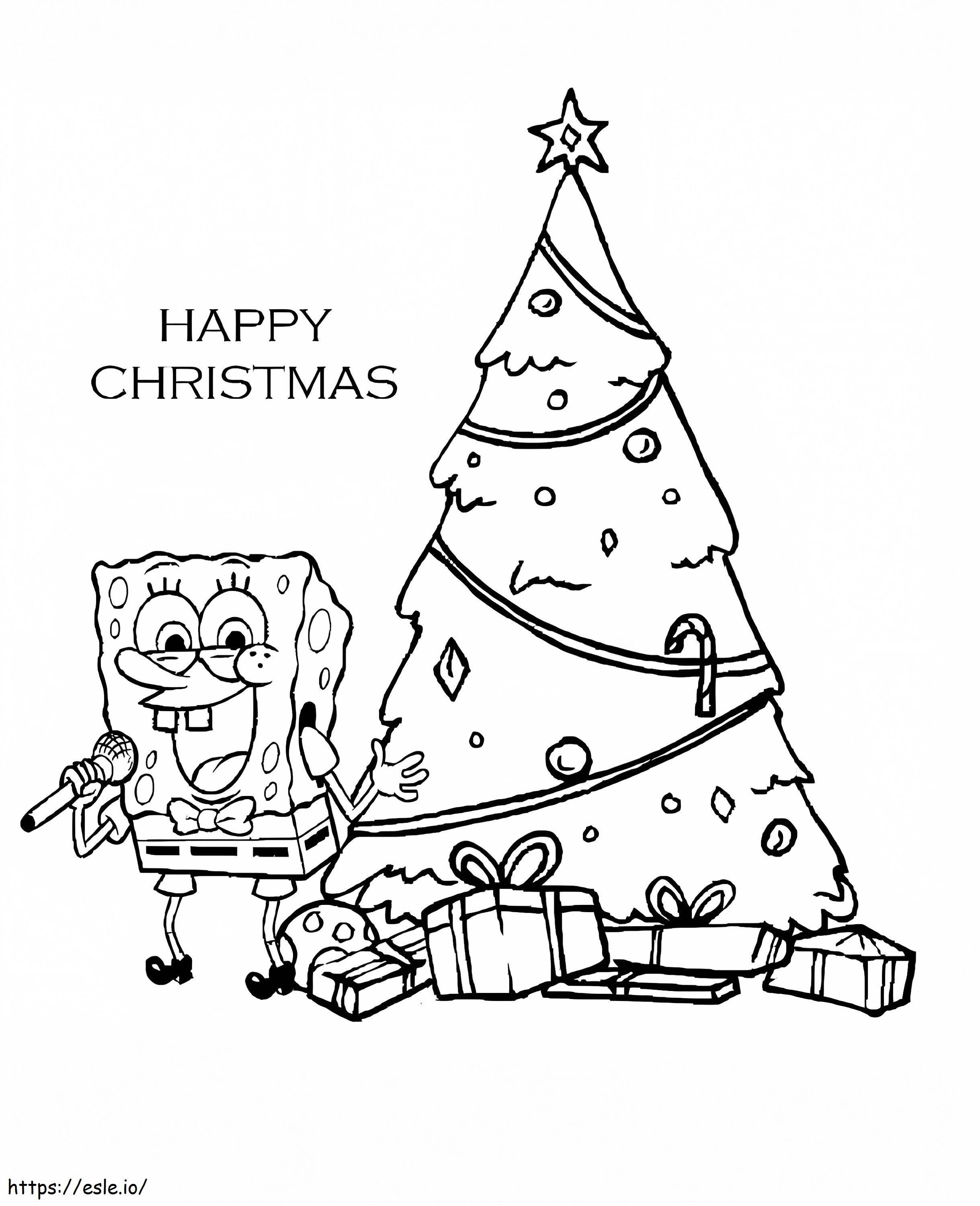 SpongeBob met Kerstmis kleurplaat kleurplaat