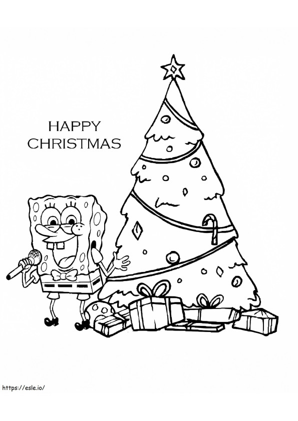 SpongeBob de Crăciun de colorat