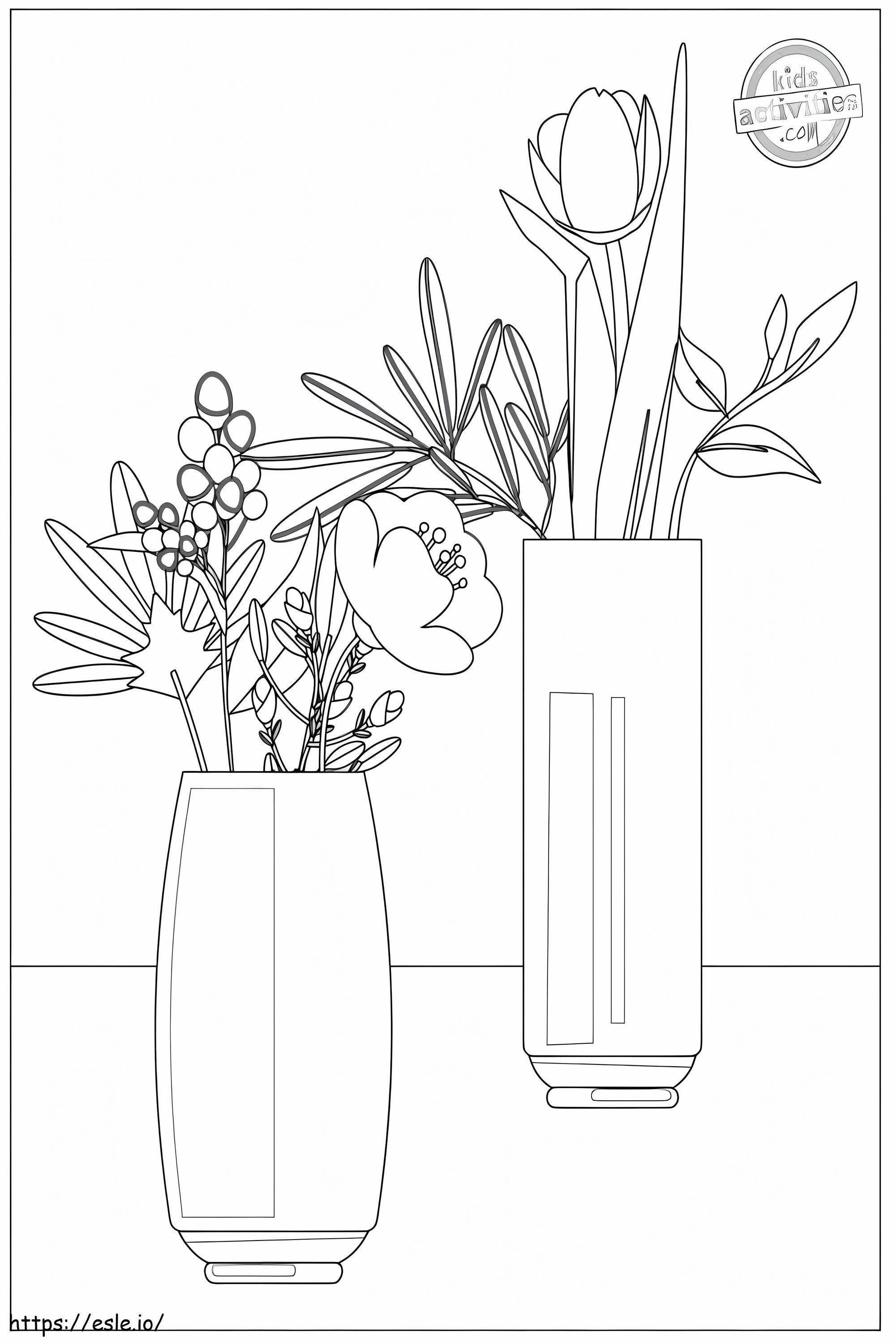 Vase mit zwei Blumen ausmalbilder