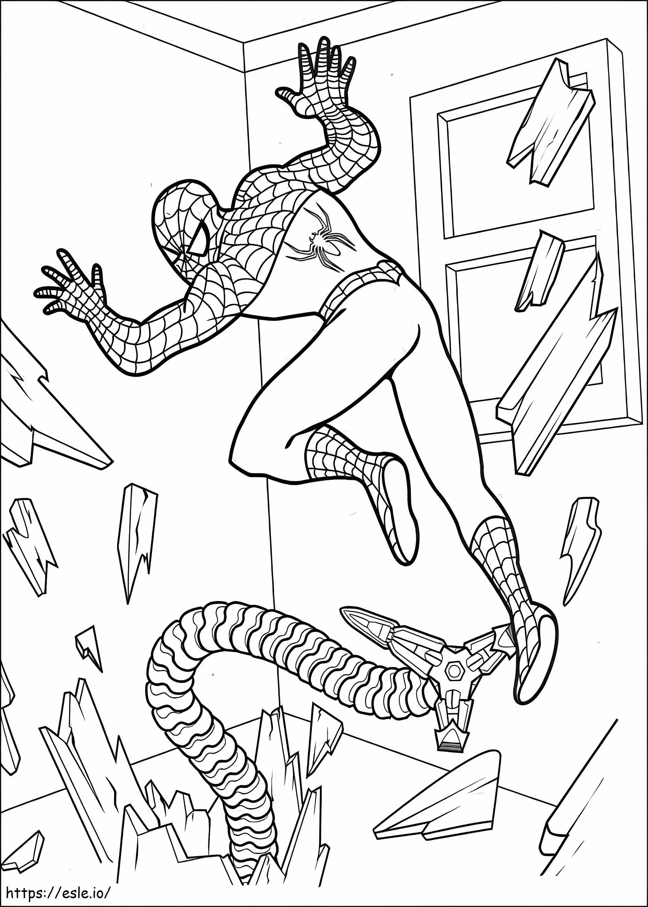 Coloriage Spiderman s'échappe à imprimer dessin