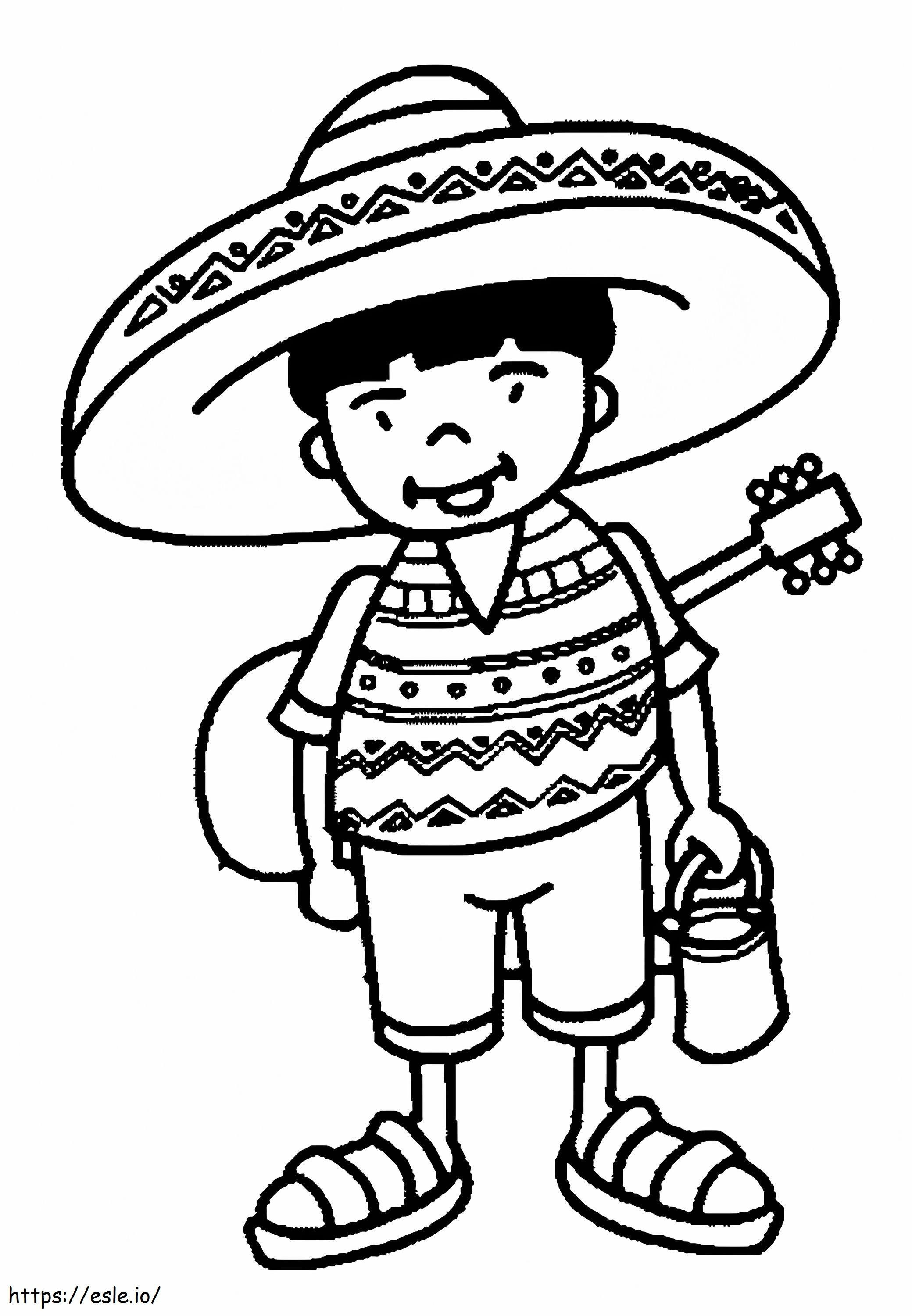Boy With Sombrero coloring page