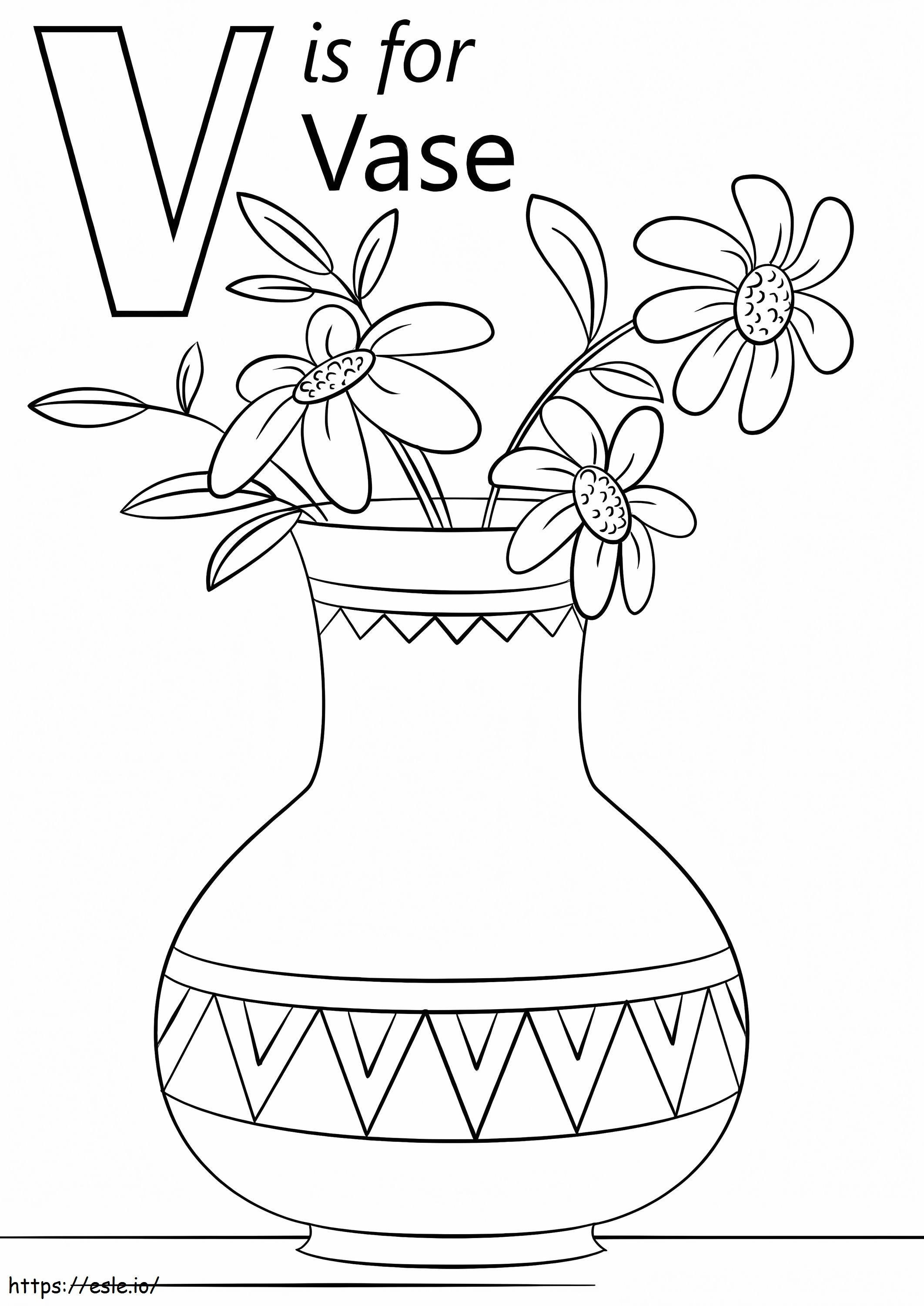 Vase Letter V coloring page