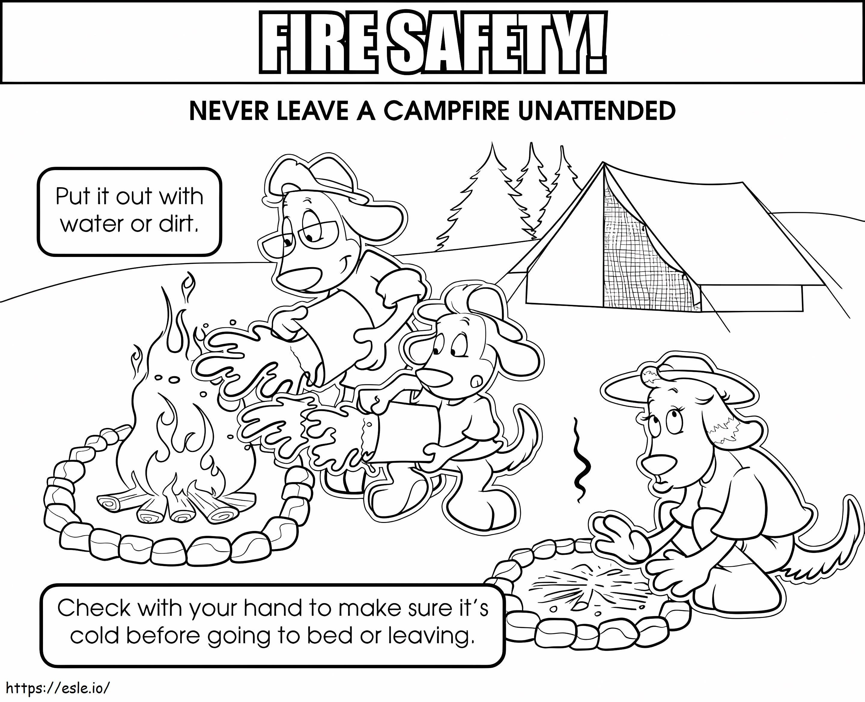 Siguranța la foc de tabără de colorat
