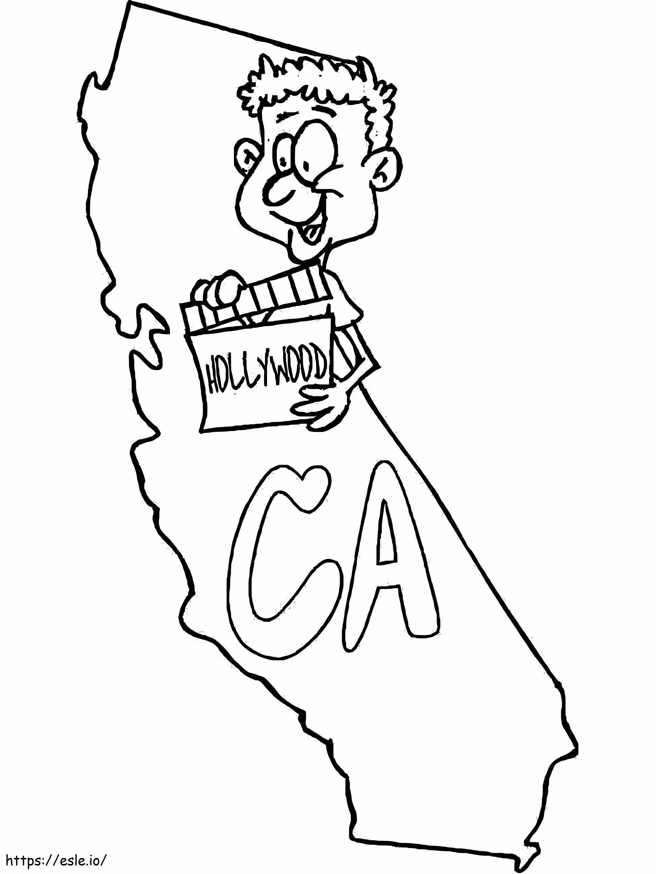 Mapa Kalifornii do druku kolorowanka