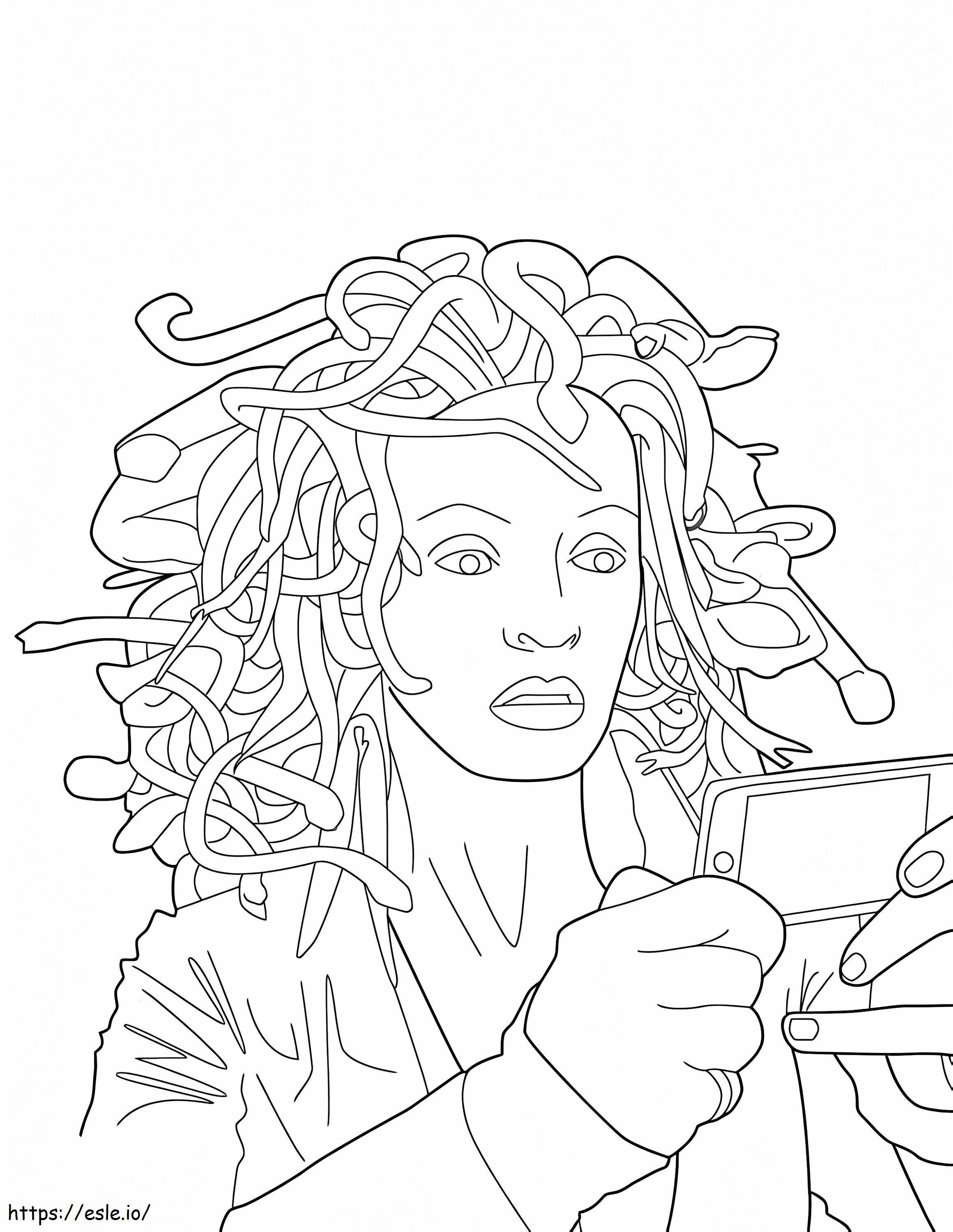 Medusa With Cell Phone coloring page