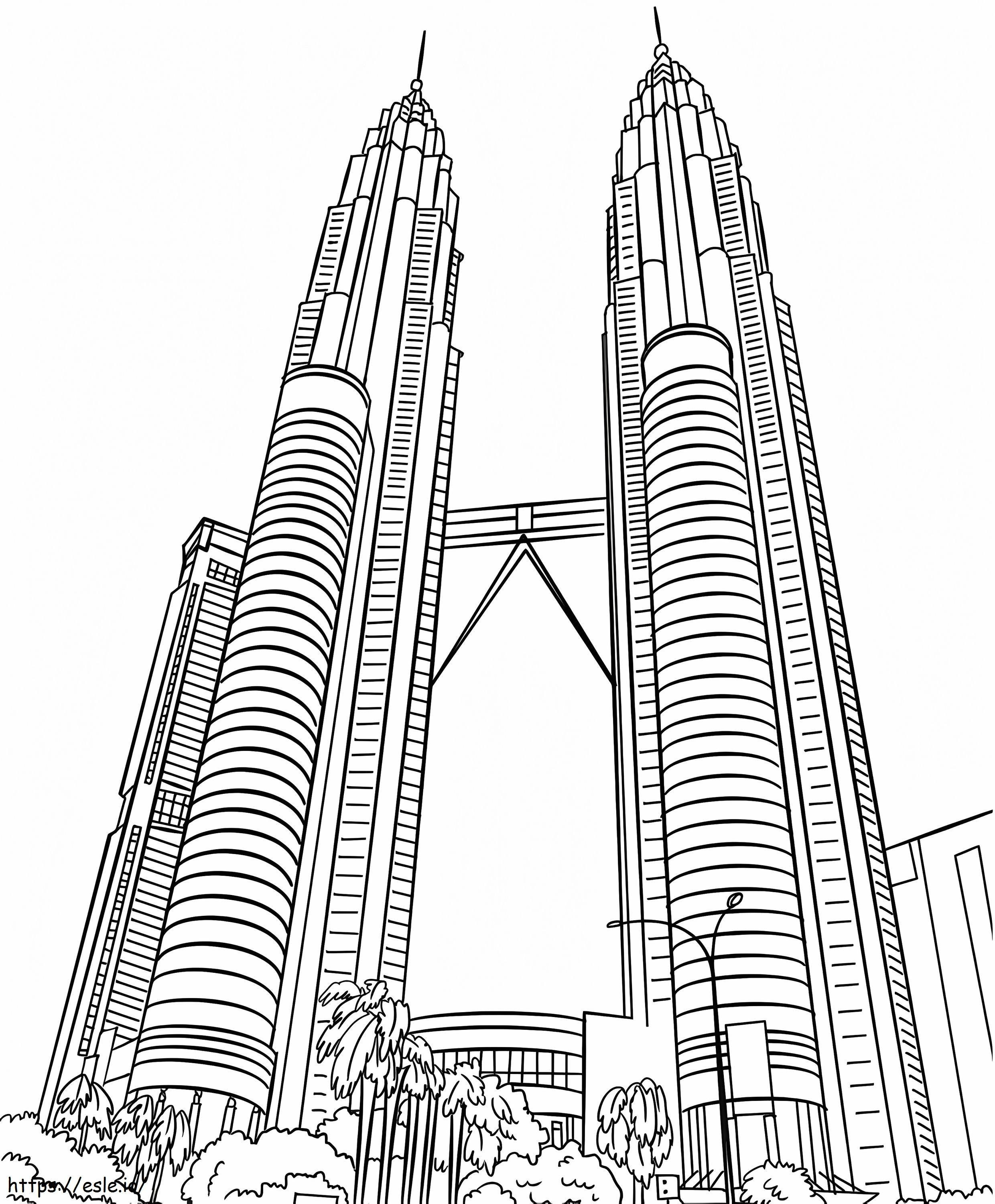 The Petronas Towers A4 coloring page