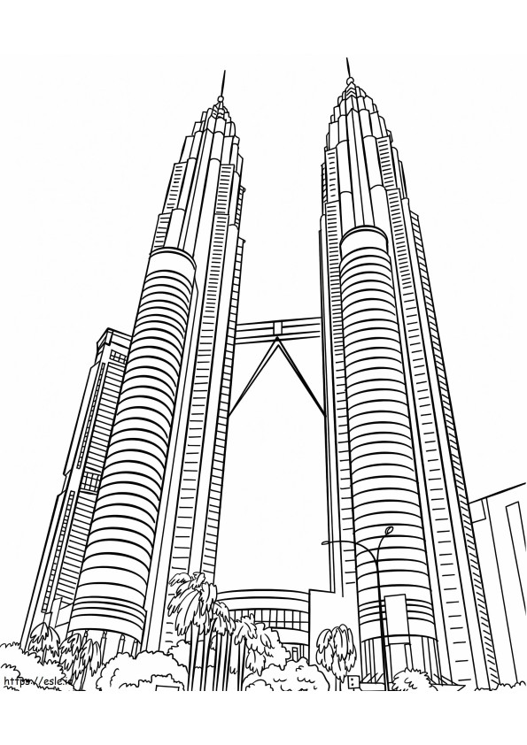  De Petronas Torens A4 kleurplaat