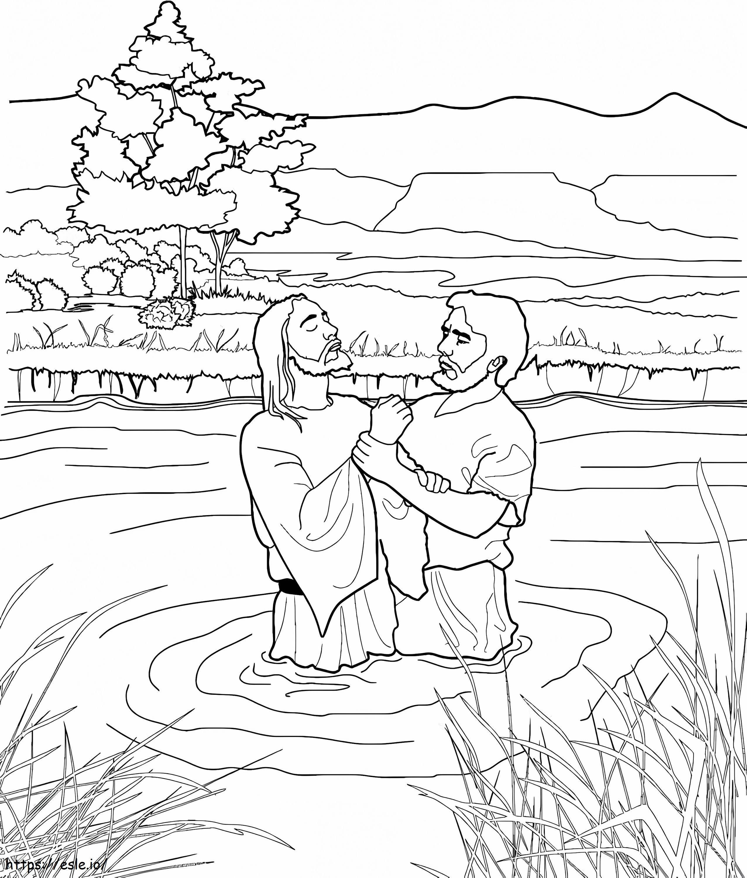 Coloriage Jean-Baptiste et Jésus à imprimer dessin