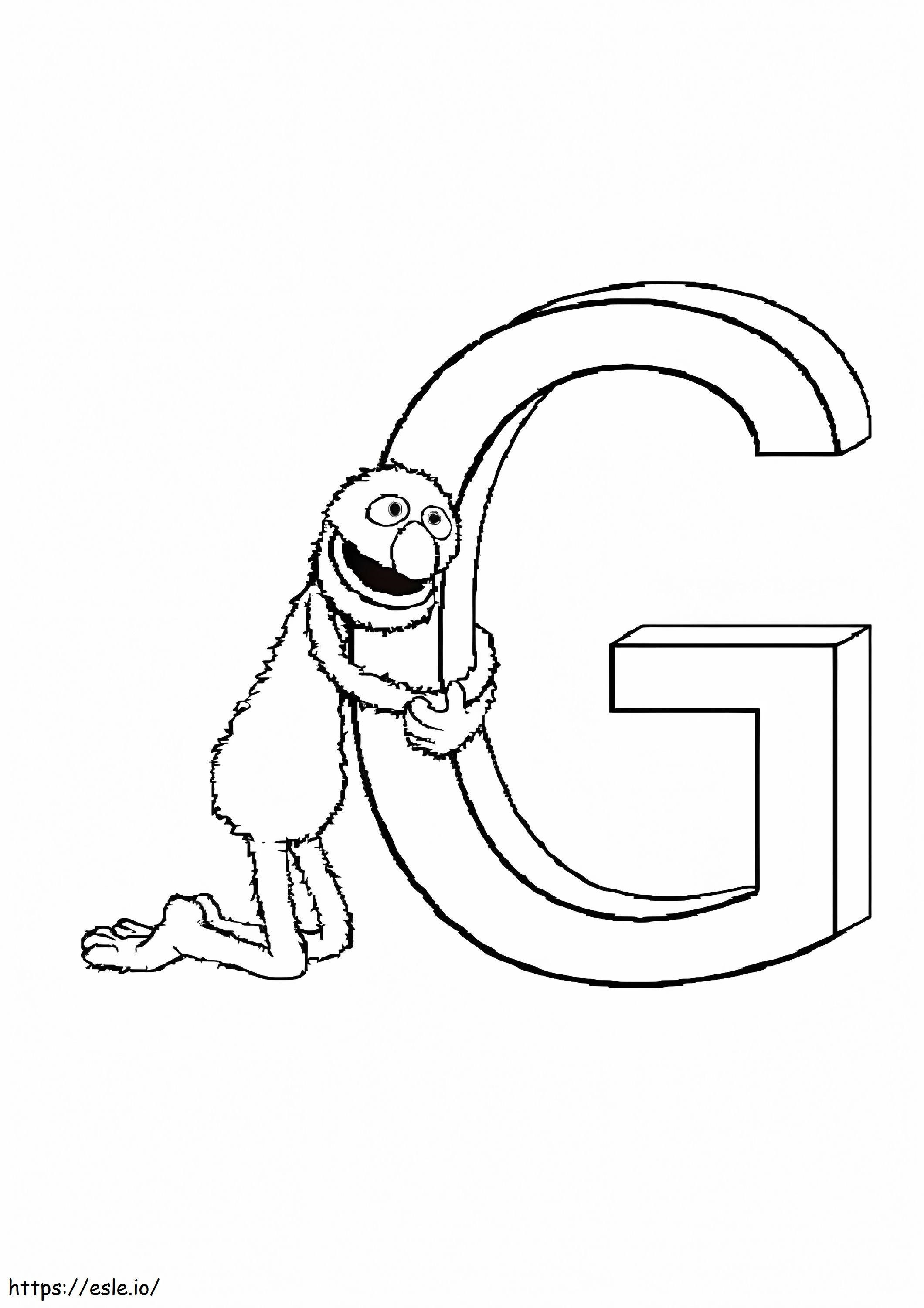 Grover met letter G kleurplaat kleurplaat