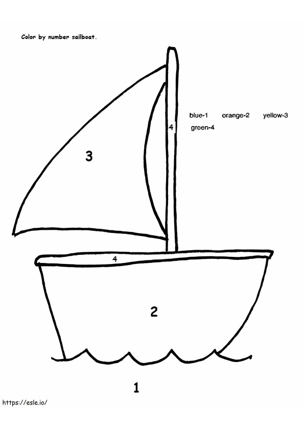 Semplice barca a vela colore per numero da colorare