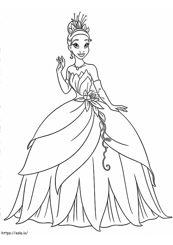 Kaunis prinsessa Tiana 5 värityskuva