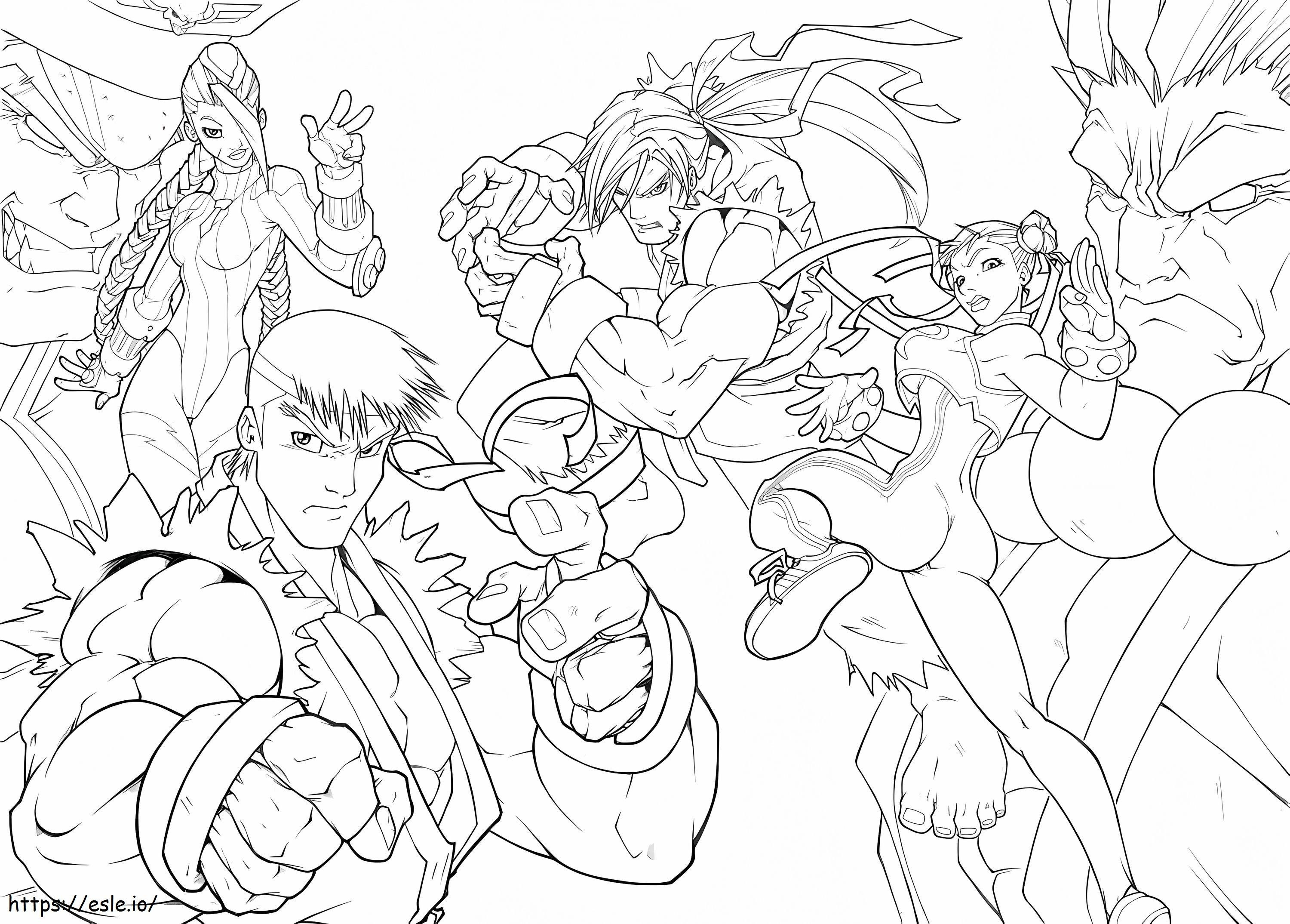 Personages uit Street Fighter kleurplaat kleurplaat