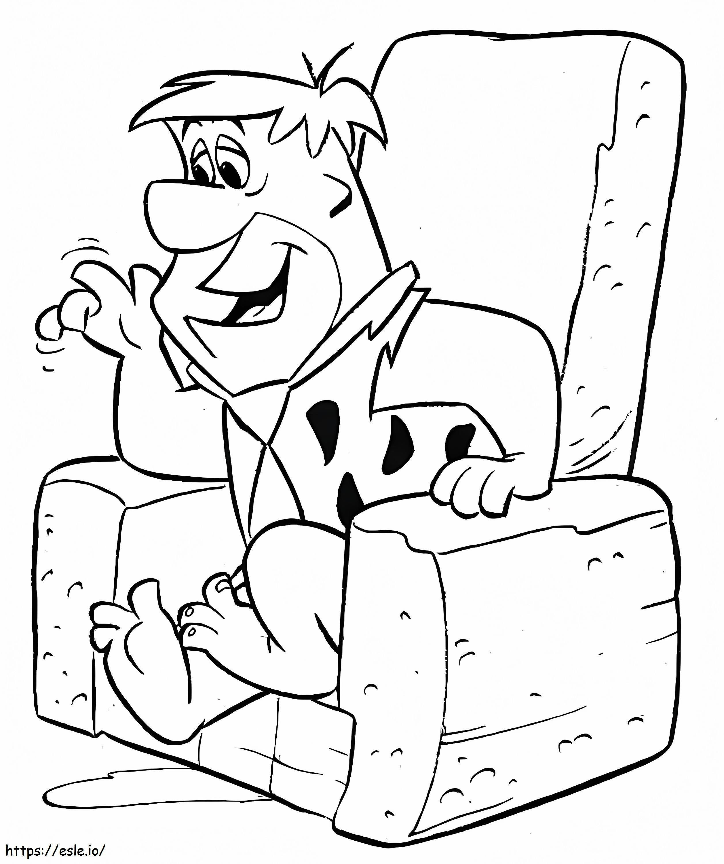 Fred Flintstone sentado em uma cadeira para colorir