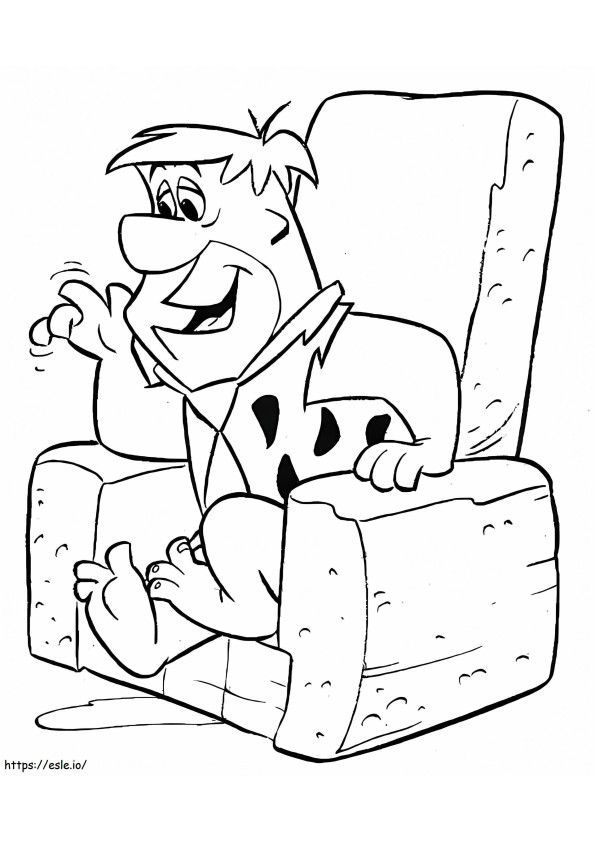 Coloriage Fred Flintstone assis sur une chaise à imprimer dessin