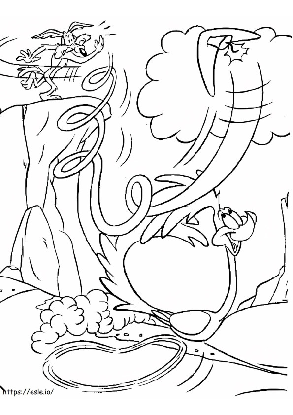 Simple Wolf Chasing Road Runnẻ coloring page