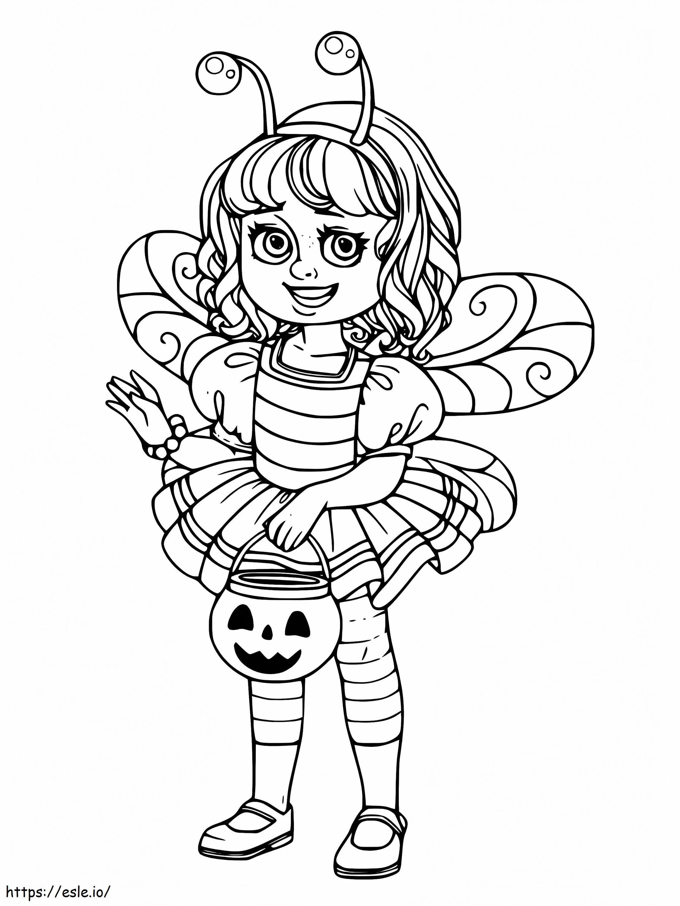 Cute Bee Costume coloring page