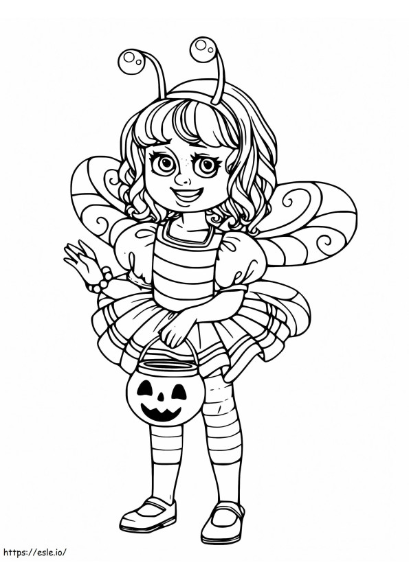 Cute Bee Costume coloring page