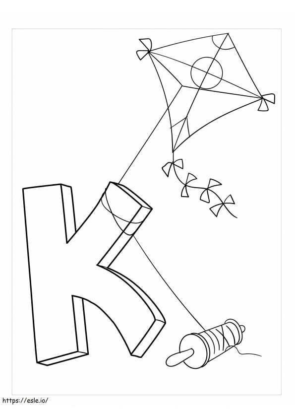 Letter K With Comet coloring page