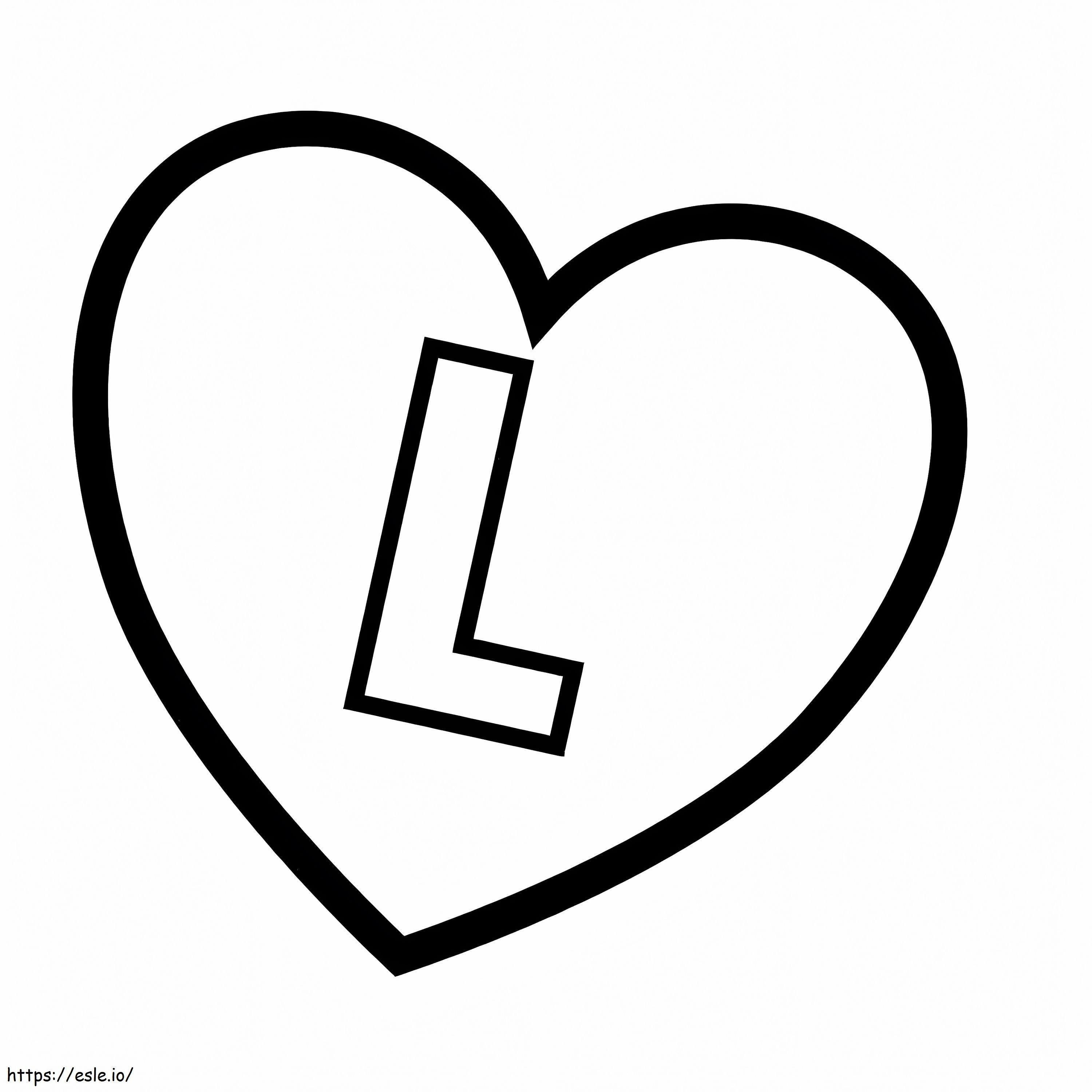 Litera L în inimă de colorat