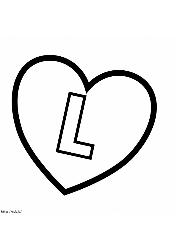 Letter L In Heart coloring page