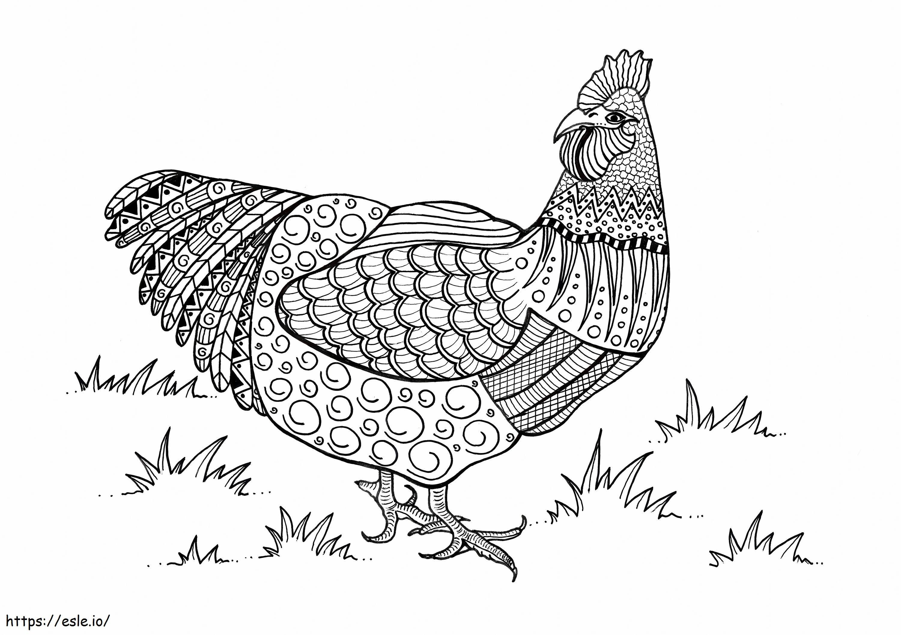 Colorful Chicken Adult Scaled 2 coloring page