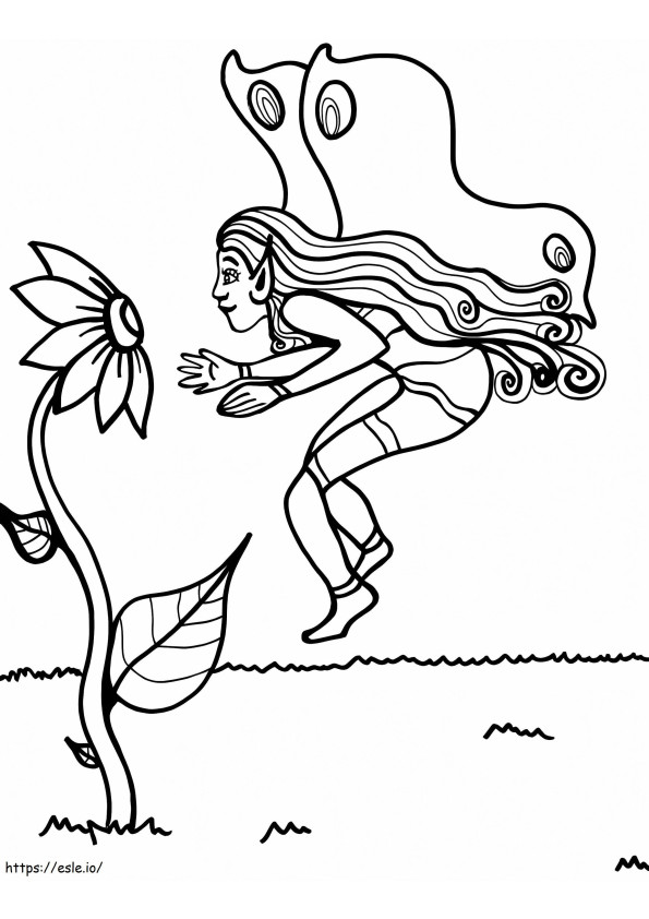 Fairy With Sunflower coloring page