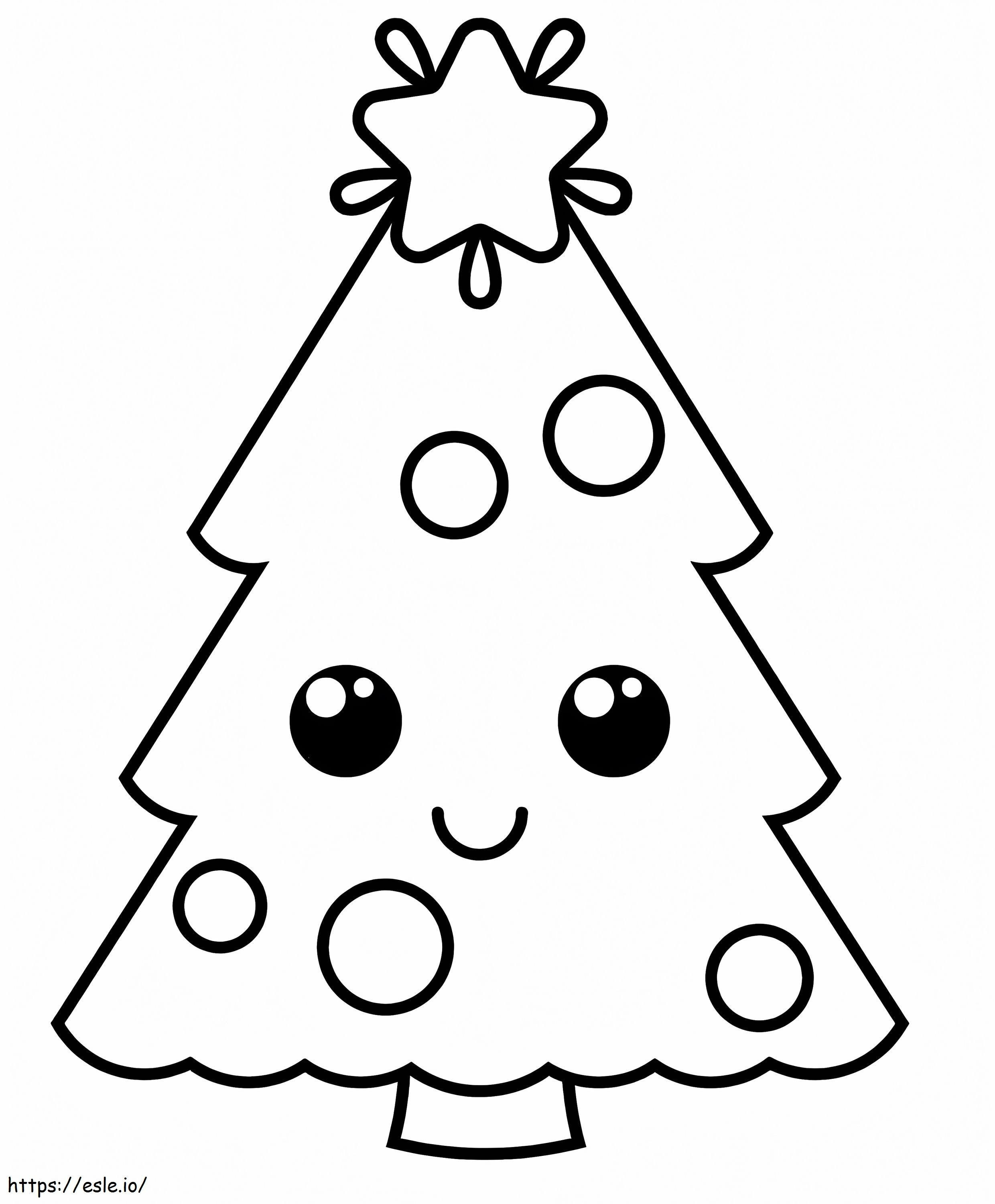 lindo, sonriente, árbol de navidad para colorear