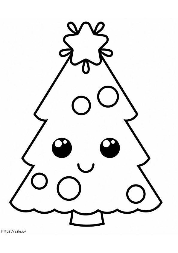 Cute Smiling Christmas Tree coloring page