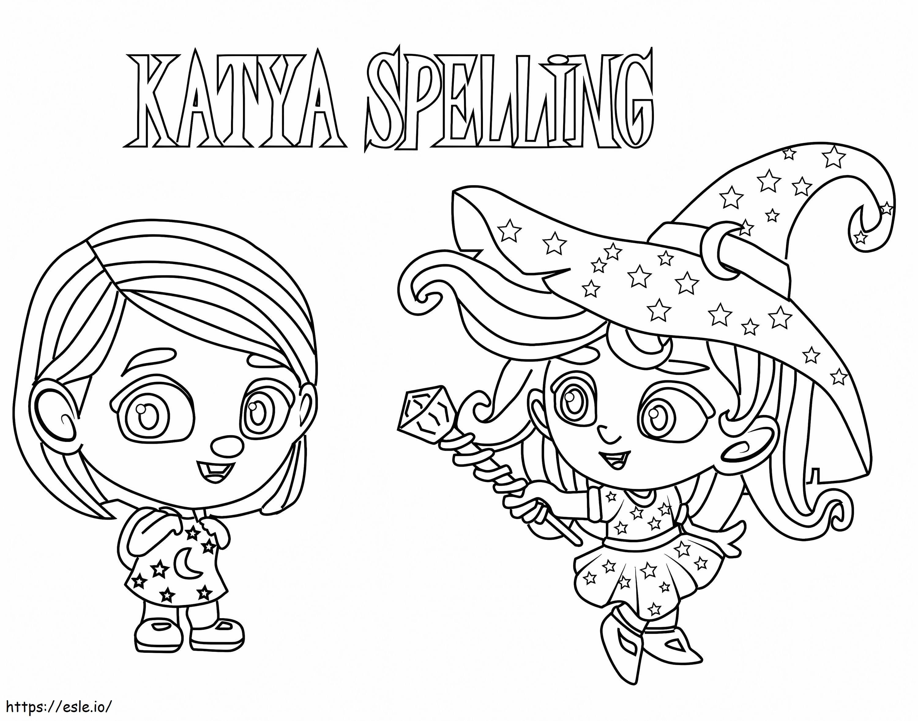 Katya ortografía de Super Monsters para colorear
