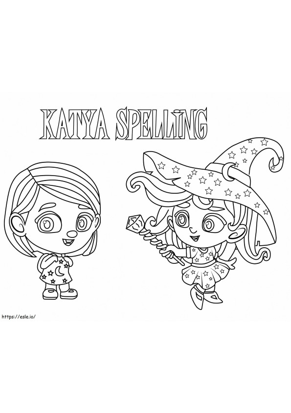 Katya-spelling van Super Monsters kleurplaat