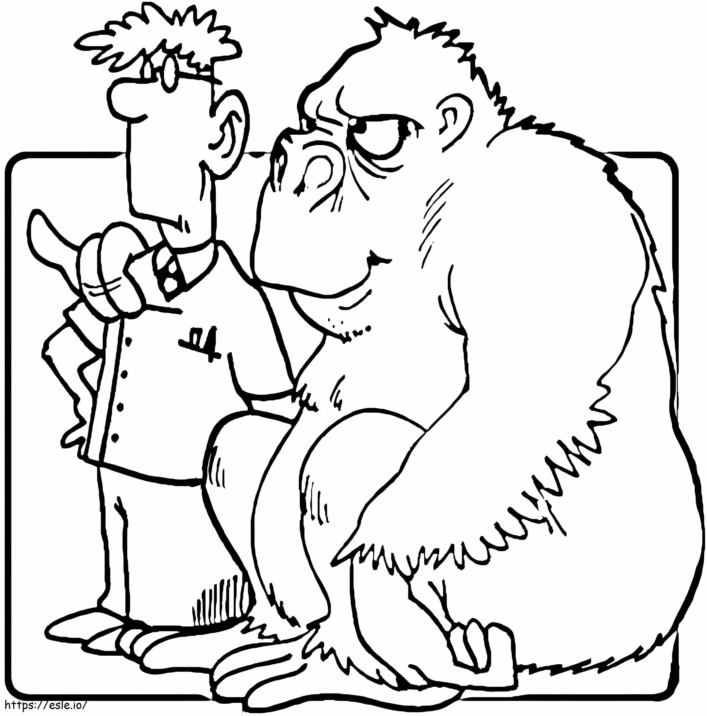 Veterinarian And Gorilla coloring page