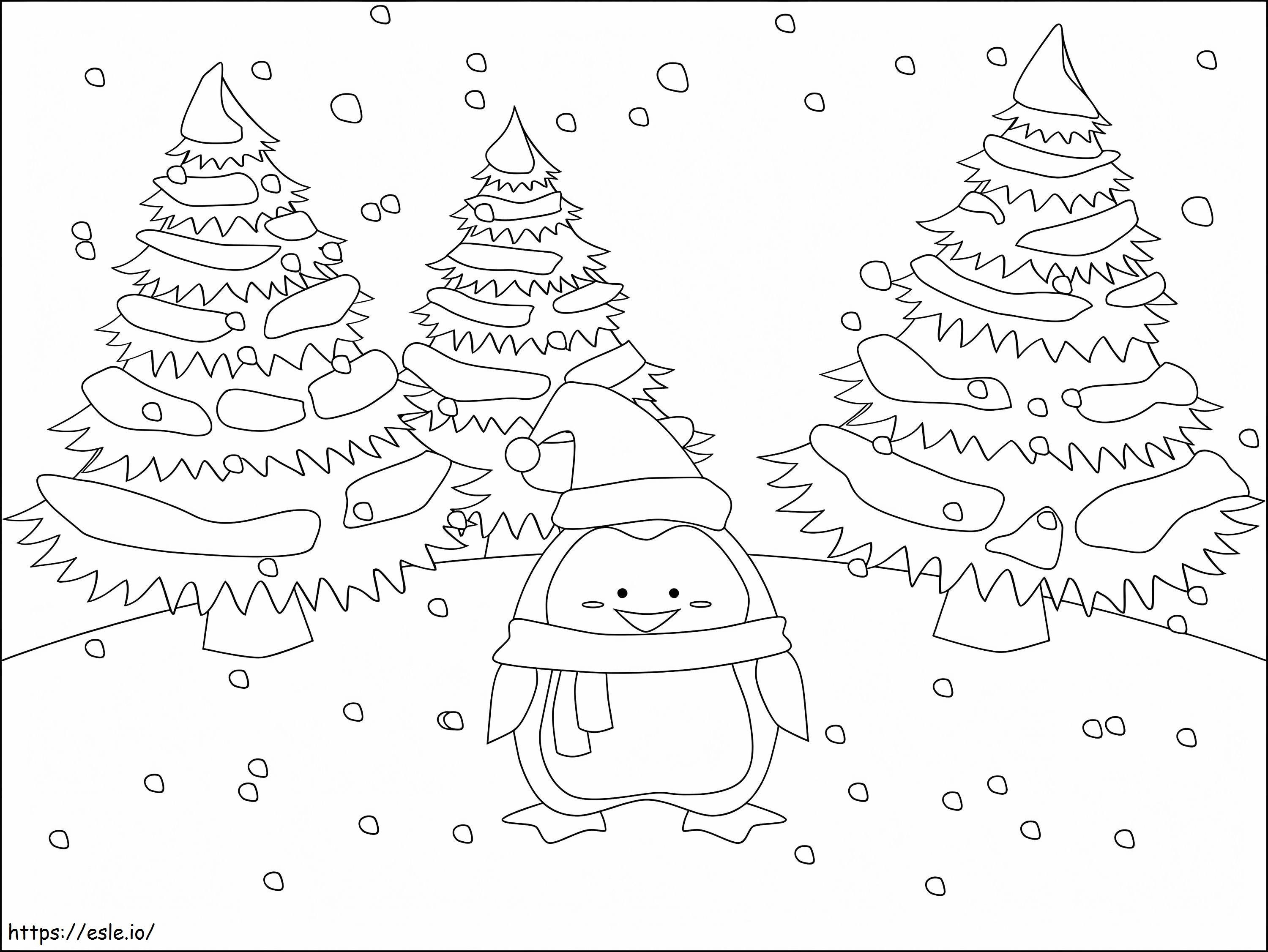 Coloriage Pingouin de Noël mignon à imprimer dessin
