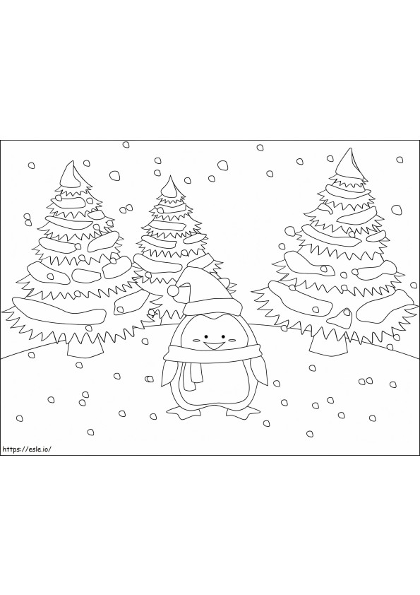 Cute Christmas Penguin coloring page